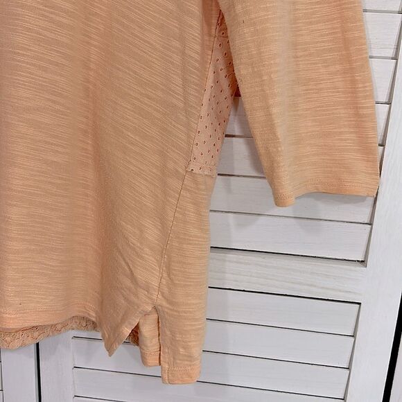 Chico's Slub Tee Size 1 (8) Medium Embroidered Lace Orange - Picture 8 of 13